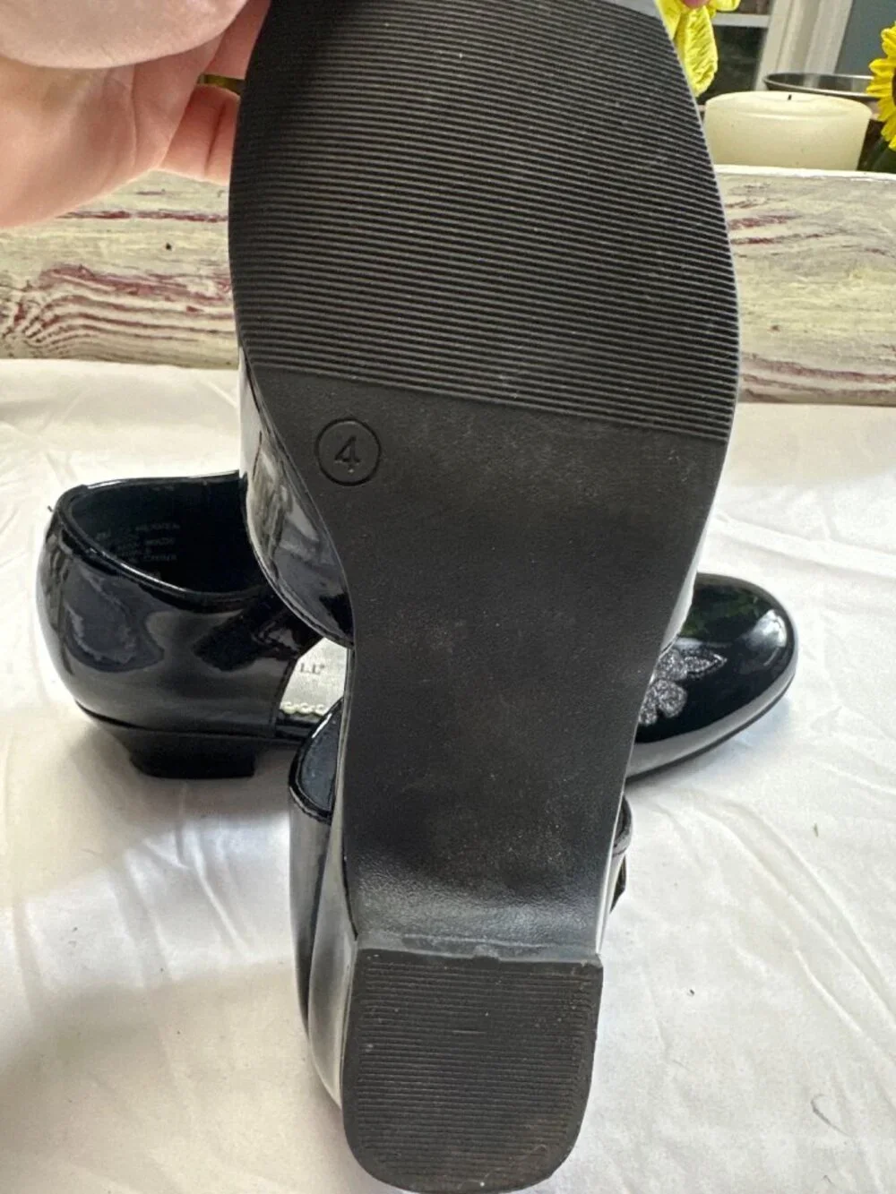 christie & jill 4m girls heaven nwot mary jane black dress shoes velcro strap l